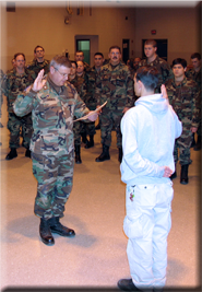 photo of new recruit being sworn in